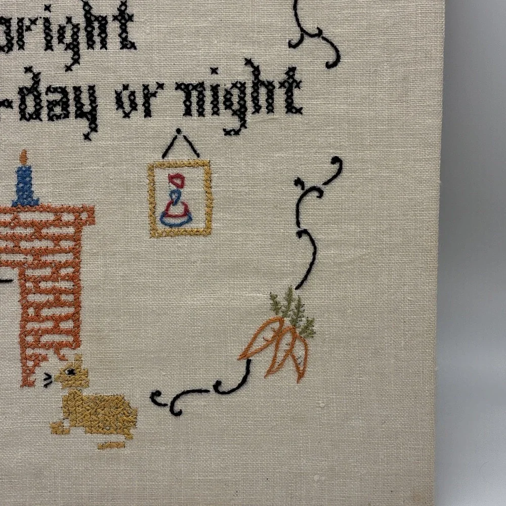 Vintage Needlework Rustic Primitive Wall Decor Country 1950
